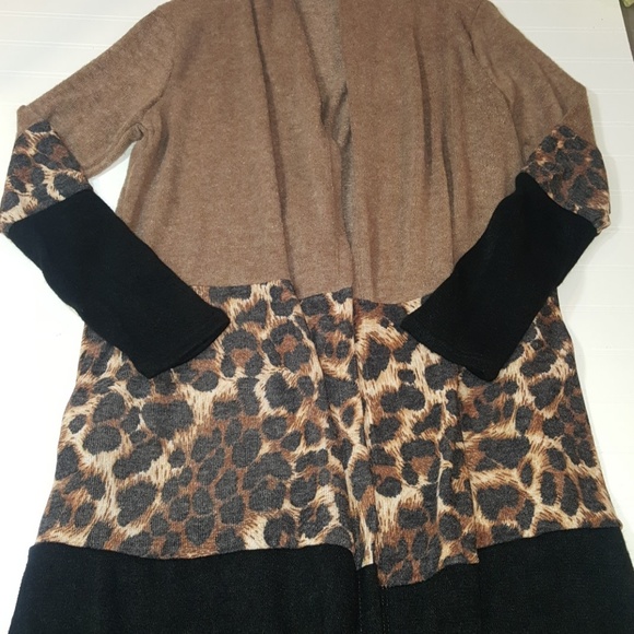 Last 1! Mocha leopard and Black Cardigan S - Picture 5 of 6